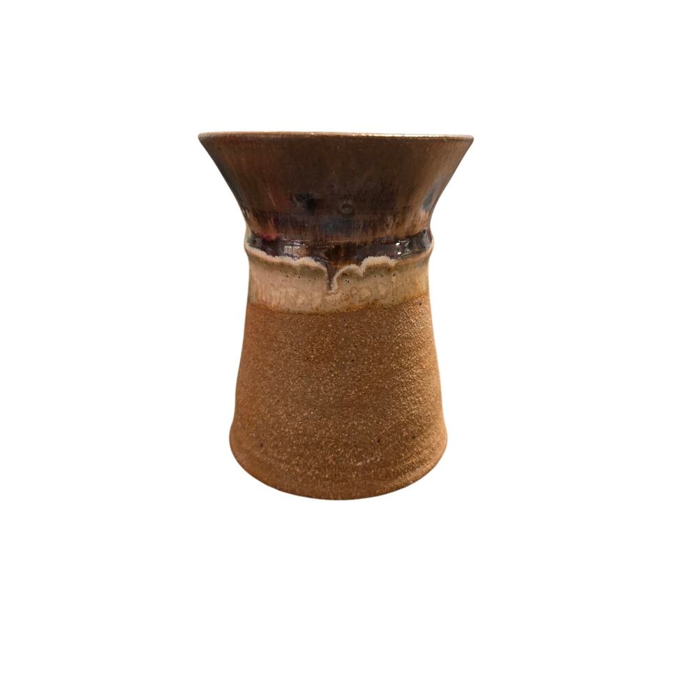 Artisan Studio Pottery Glazed Stoneware Vase Handmade Earthy
